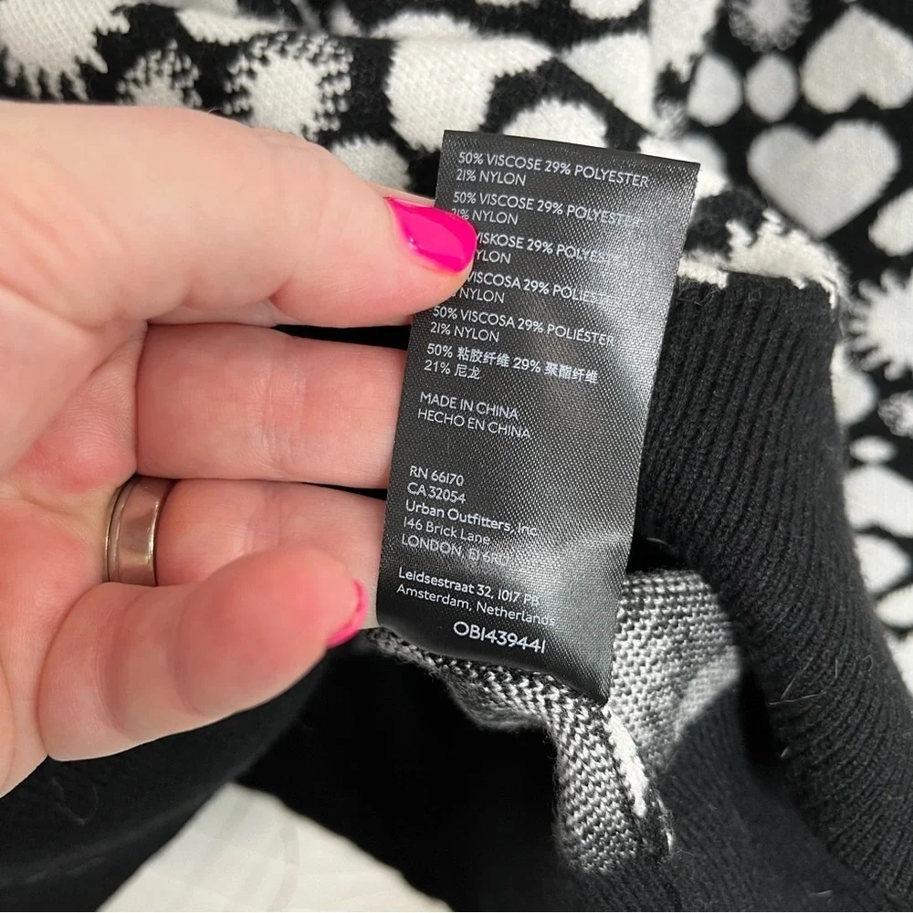 Anthropologie Maeve Black & White Hearts Boatneck Sweater NWOT